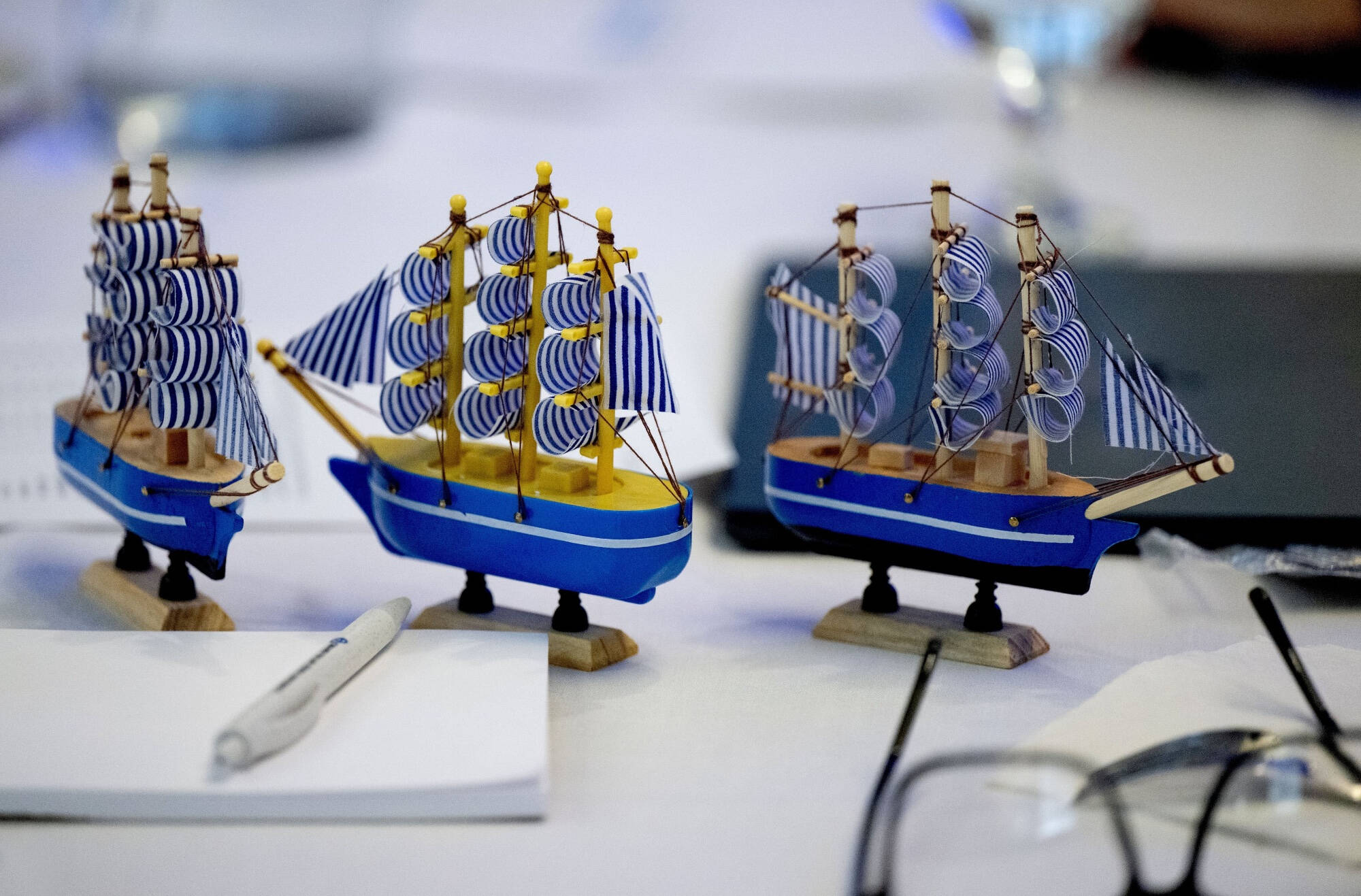 College of Computing Dean Marouane Kessentini handed out small ships to board members as he presented the Ph.D. in Computing program for approval. He likened the program to launching many ships to explore and discover